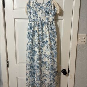 Floral Blue and White Maxi Dress